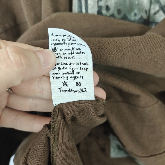 VTG Rare Blue Fish Hand Painted Cotton Brown Button Up Jacket Size 2 Women's - Picture 13 of 15